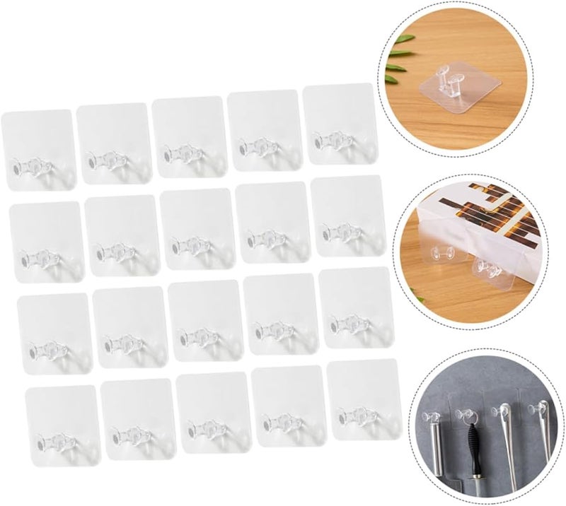 20 Pcs Clear Adhesive Cable Hooks Wall Mounted Cord Organizer No Trace Design - Image 2